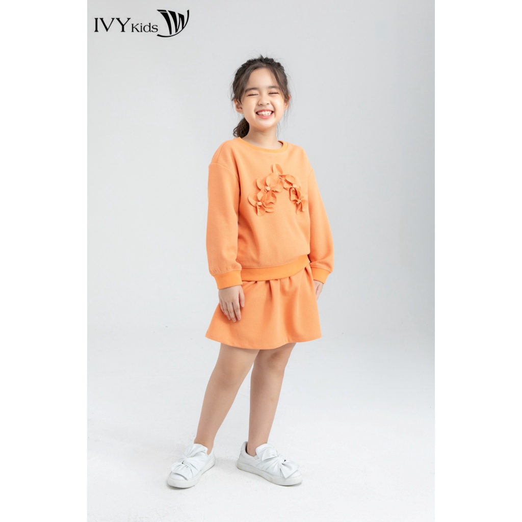 Áo thun đính hoa nổi bé gái IVY moda MS 58G1074