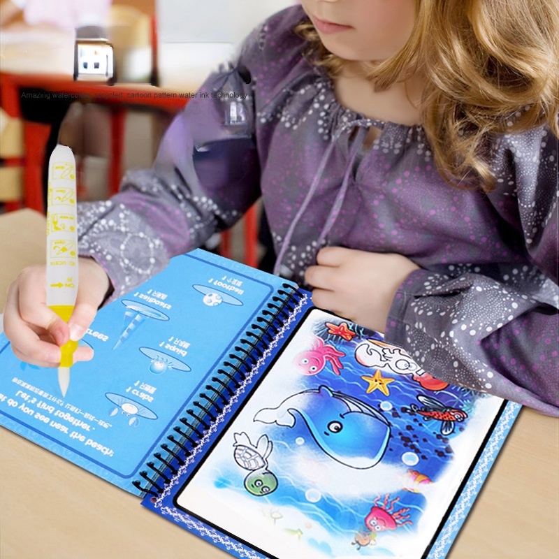 Sách tô màu nước ZHAN QI TOYS ma thuật có thể tái sử dụng cho bé