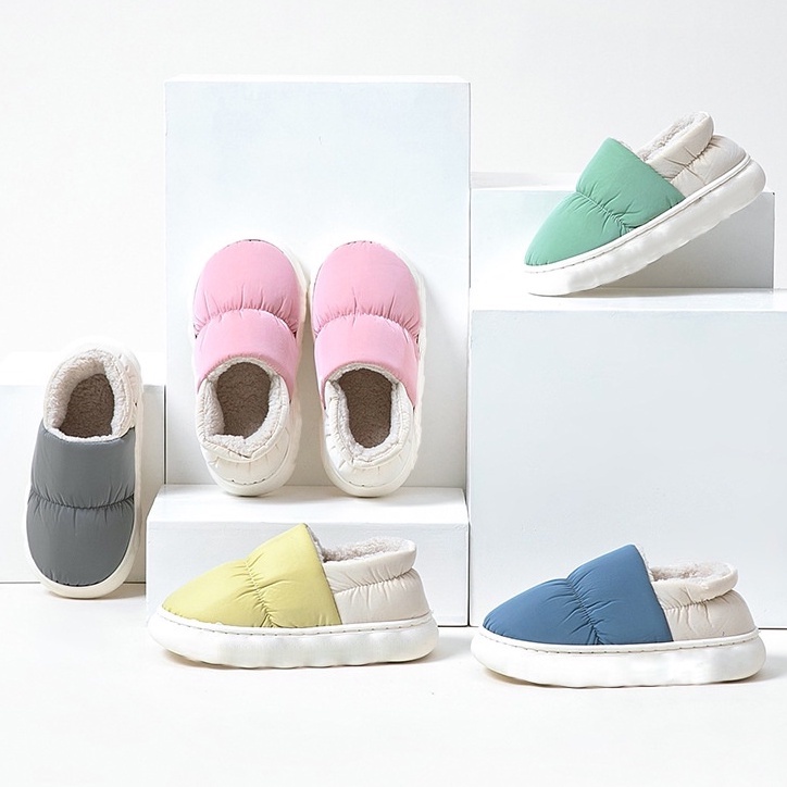 CHZK Mùa thu và mùa đông trong nhà dày ấm bông dép, không thấm nước và không trượt vài dép, phụ nữ mới dép