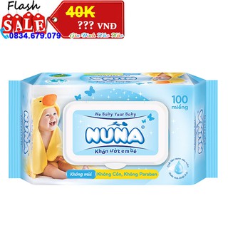 Khăn ướt em bé nuna không mùi hương - gói 100 miếng