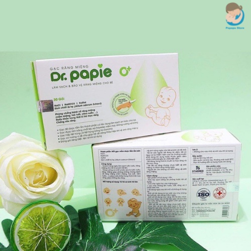 Gạc rơ lưỡi Dr Papie chính hãng, hộp 30 gói