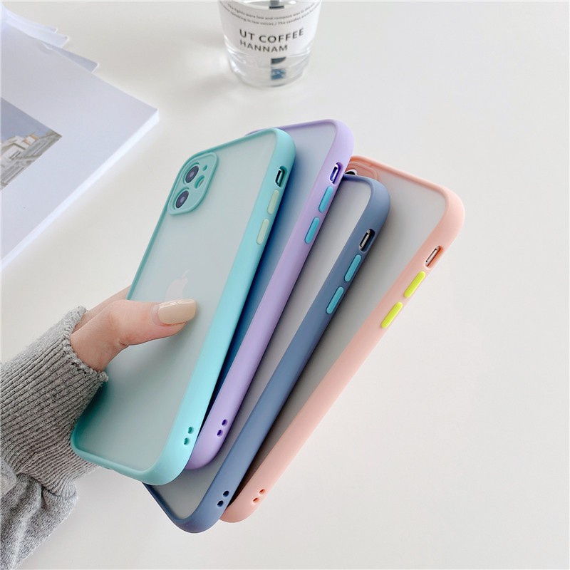 Ốp Lưng Iphone Lưng Nhám Mờ Viền Màu Bảo Vệ Camera 11promax/12/12promax/13/13promax