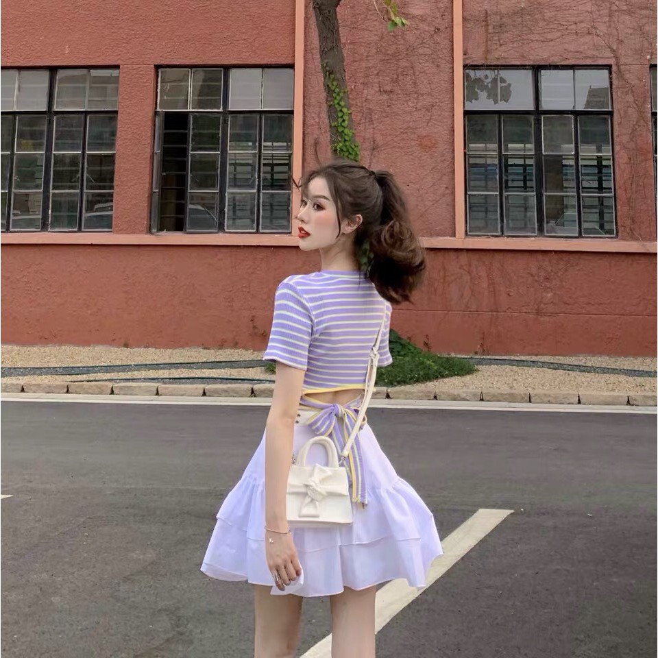 [ ORDER ] Set váy áo tím ulzzang