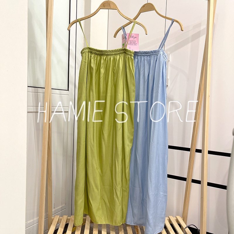 Váy maxi đi biển 2 dây dáng suông dài HV302, mẫu váy đầm chun ngực bigsize kiểu dáng qua gối | BigBuy360 - bigbuy360.vn