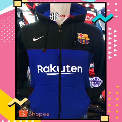 Áo Hoodie In Hình Barca Màu Xanh / Đen Cá Tính