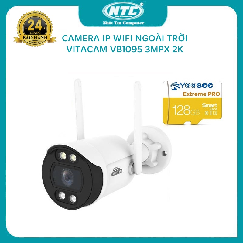 Camera IP wifi ngoài trời Vitacam VB1095 siêu nét 3.0 MPX ULTRA HD 2K độ phân giải 2304 x 1296 - có màu ban đêm