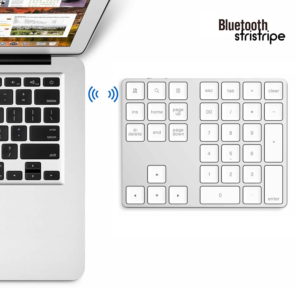 STR Portable Aluminum 34 Keys Wireless Bluetooth Keyboard Keypad for MacBook Air/Pro