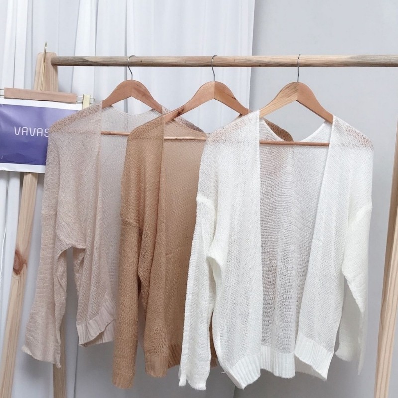 Áo khoác Cardigan chất len mỏng phong cách Ulzzang Hàn Quốc nhẹ nhàng gợi cảm đi chơi du lịch