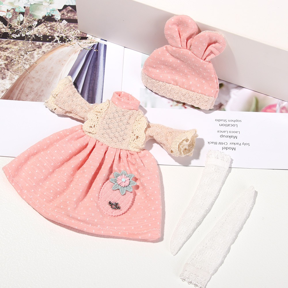 Đầm Búp Bê Bằng Vải May Viền Ren DIY Kích Thước 16cm/31cm Mới Cho Búp Bê