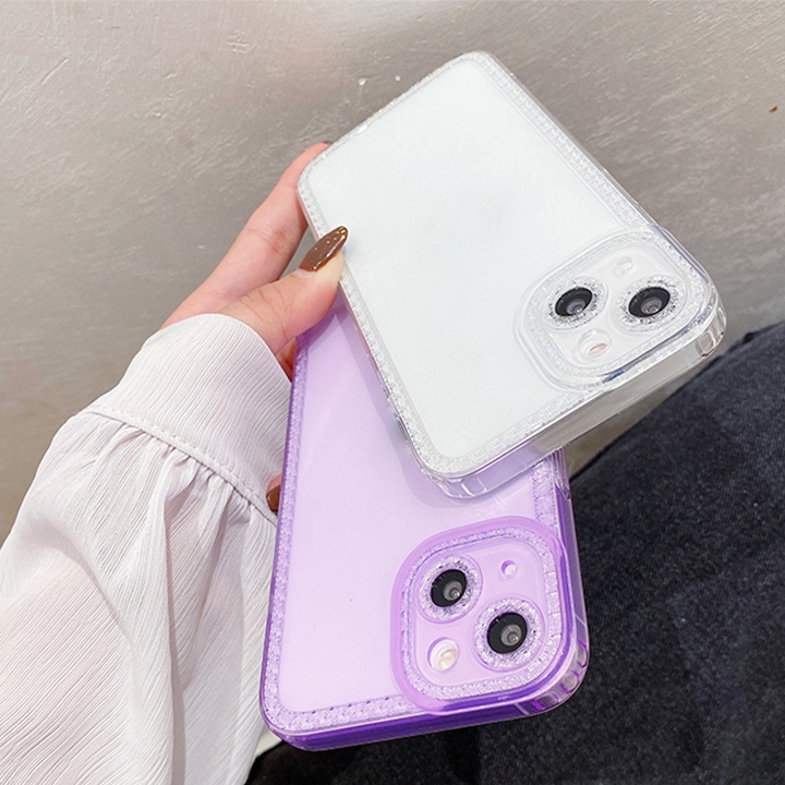 Ốp Lưng Iphone Màu - Viền Nhũ- Bảo vệ Camera - Thiết kế &quot; Sang trọng&quot; Bắt mắt .Từ Iphone 7 Plus -13 Pro Max Educase