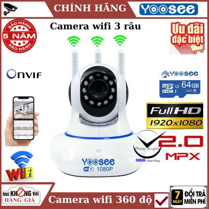 Camera wifi 360 độ yoosee 2.0Mpx , cảm biến chuyển động , đàm thoại 2 chiều , xem ban đêm rõ nét , Bảo hành chính hãng
