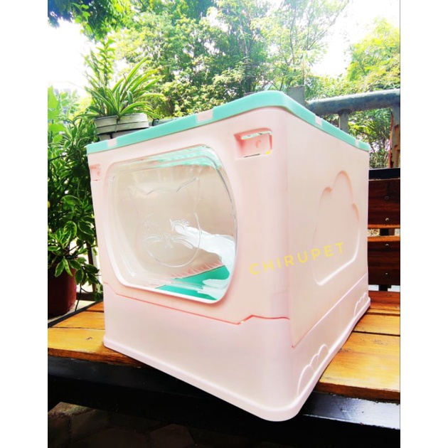 [Kèm Xẻng] Nhà Vệ Sinh Mèo 2 Cửa Size Lớn 51*45*35