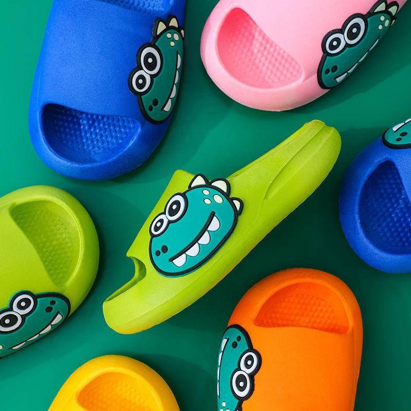 Dép đi trong nhà chống trượt thiết kế hoạt hình khủng long cho trẻ em cỡ vừa và lớn dùng mang trong nhà hoặc nhà tắm