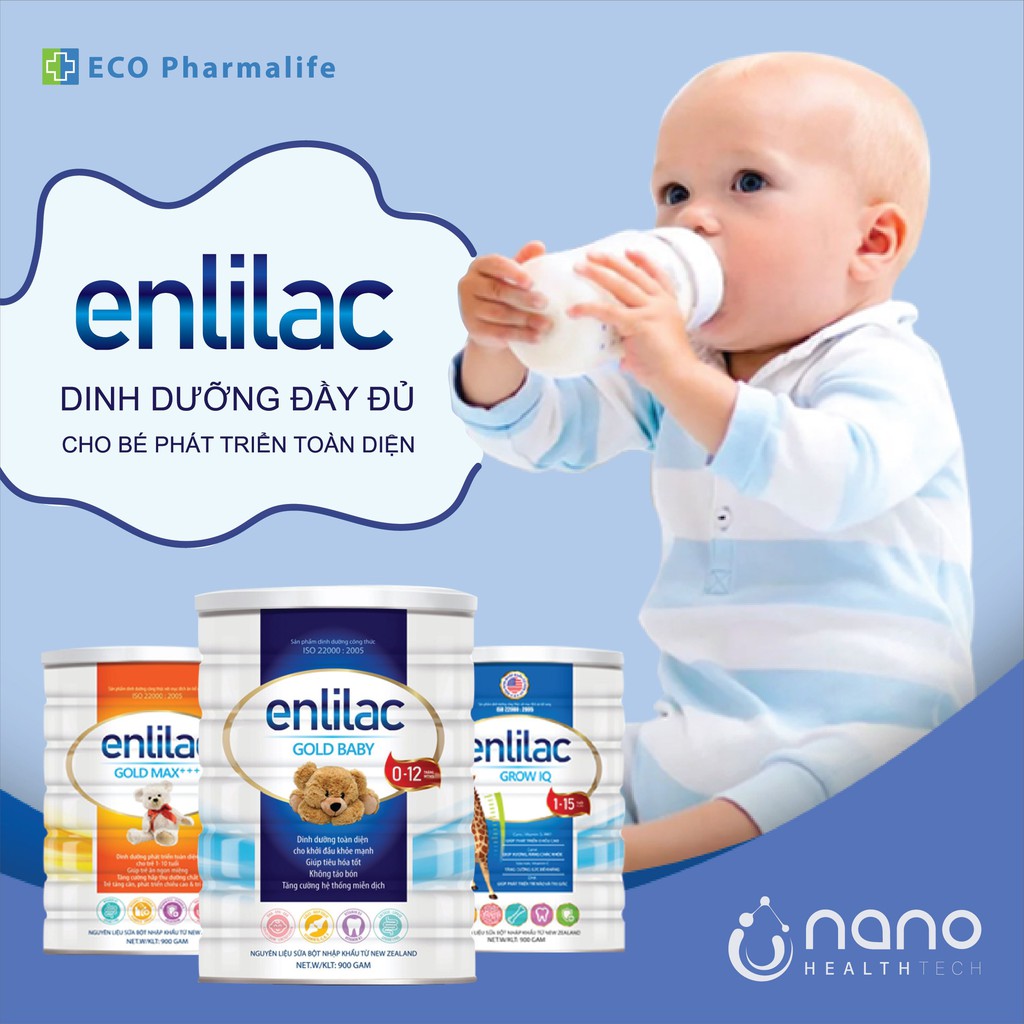 Sữa bột cho bé Enlilac Grow IQ  - Hộp 400-900gam , dinh dưỡng giúp tăng chiều cao và phát triển trí não ở trẻ nhỏ
