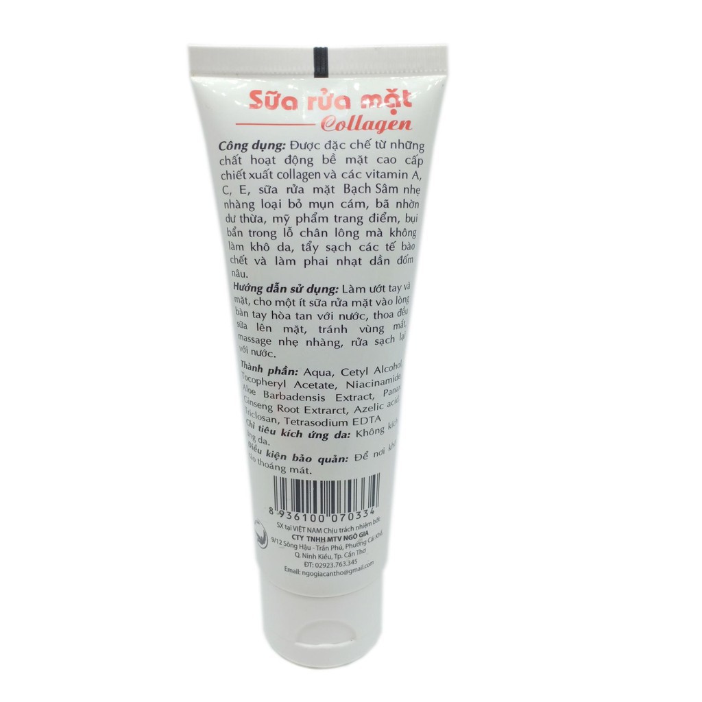 Sữa rửa mặt trắng da, Ngừa mụn, Xóa thâm, Chống nắng tinh chất Collagen BẠCH SÂM