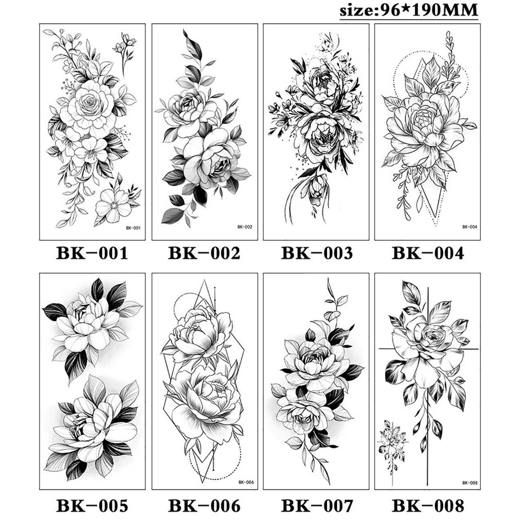 PINEVN Hình Xăm Dán Hình Hoa Hồng Và Bướm 3D