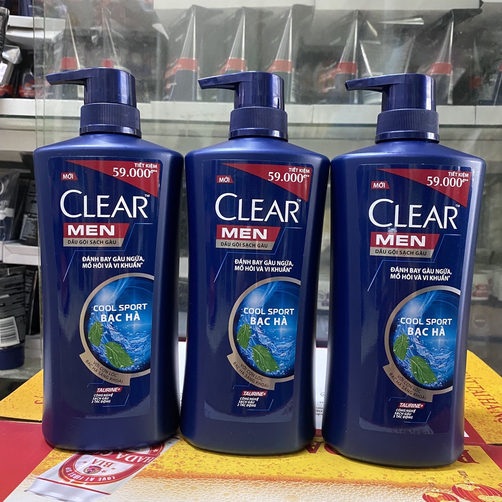 Dầu gội sạch gàu Clear Men Cool Sport bạc hà 650g