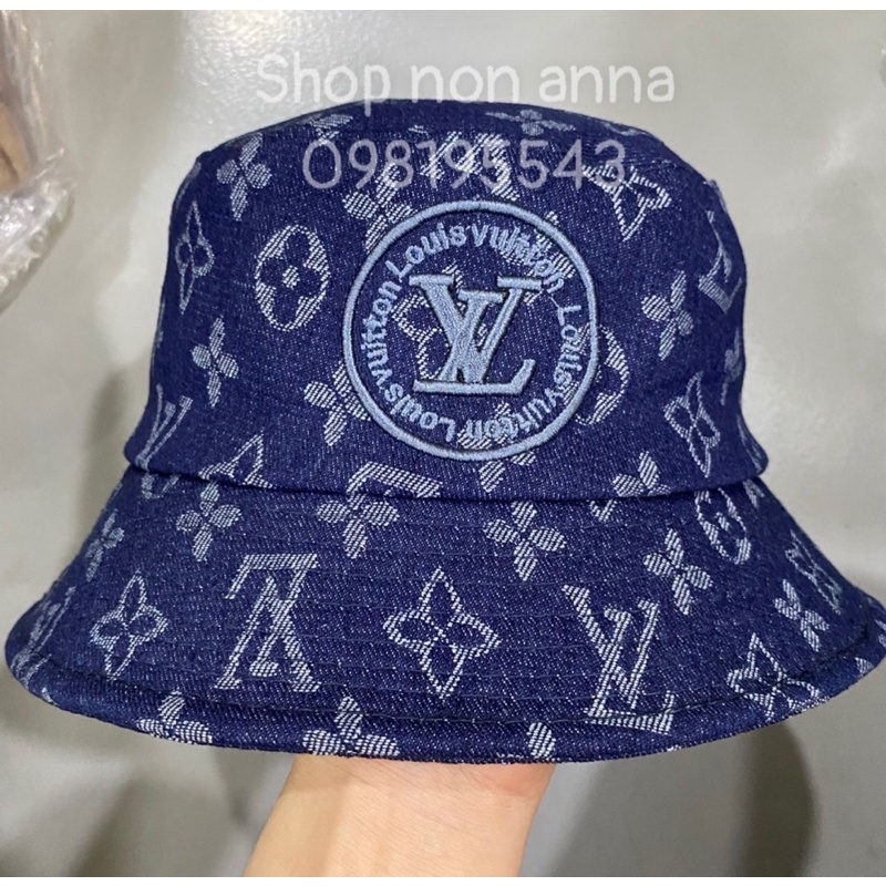 Nona bucket nam nữ, bo cụp L jeans mềm thêu logo cao cấp