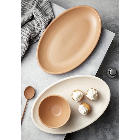 Bộ bát đĩa gốm trơn mix màu Orange Moon phong cách Bắc Âu