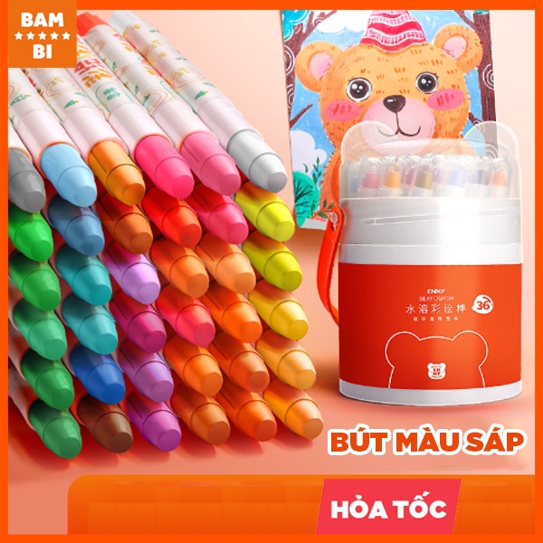 Hộp bút sáp xoay/vặn Bambi cho bé - Hàng chất lượng 12/24/36/48 màu - 1 hộp