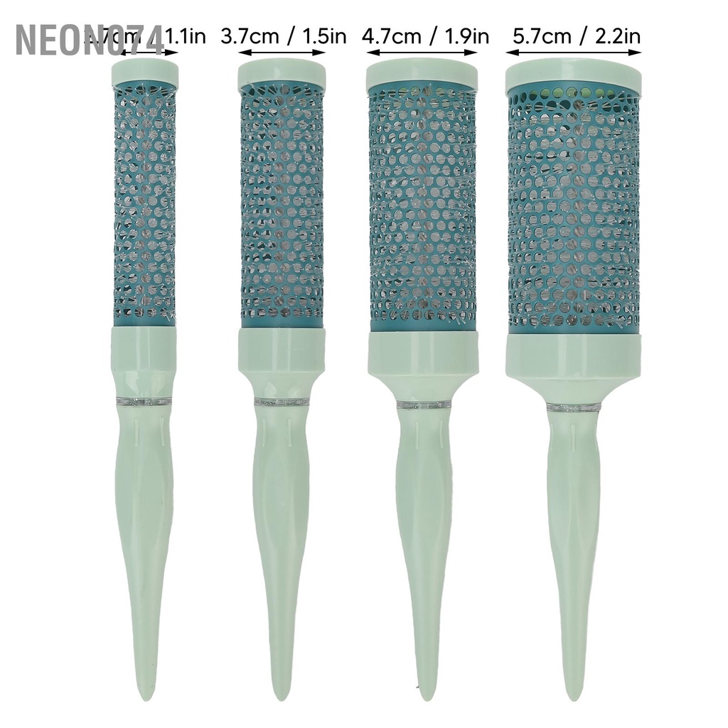 Neon074 Bàn chải tóc thùng Trang chủ Salon tròn Công cụ tạo kiểu cho thổi sấy uốn duỗi thẳng Màu xanh lá cây