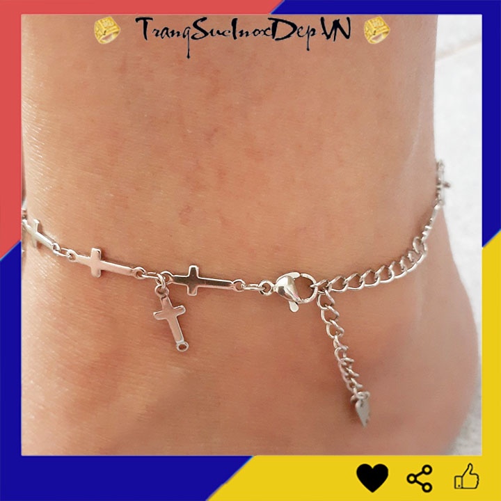 Lắc chân nữ inox chuỗi thánh giá rớt thánh giá, sáng đẹp không đen tạo nên phong cách đẹp, lạ cho quý cô