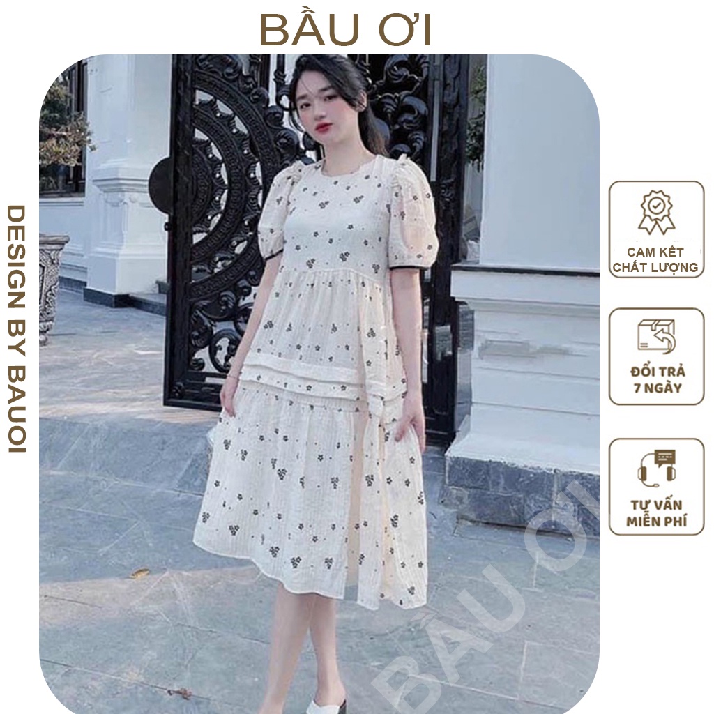[BAUOI V05] ĐẦM BẦU CÔNG SỞ HÀNG THIẾT KẾ HỌA TIẾT HOA ĐEN ĐẸP SANG CHẢNH ĐI LÀM ĐI CHƠI ĐI TIỆC ĐỂU ĐẸP - VÁY BẦU XINH
