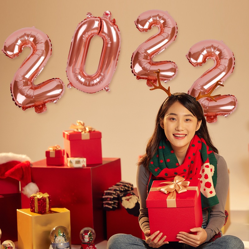 Bong bóng hình số 2022 trang trí nhà cửa mừng năm mới 16 inch