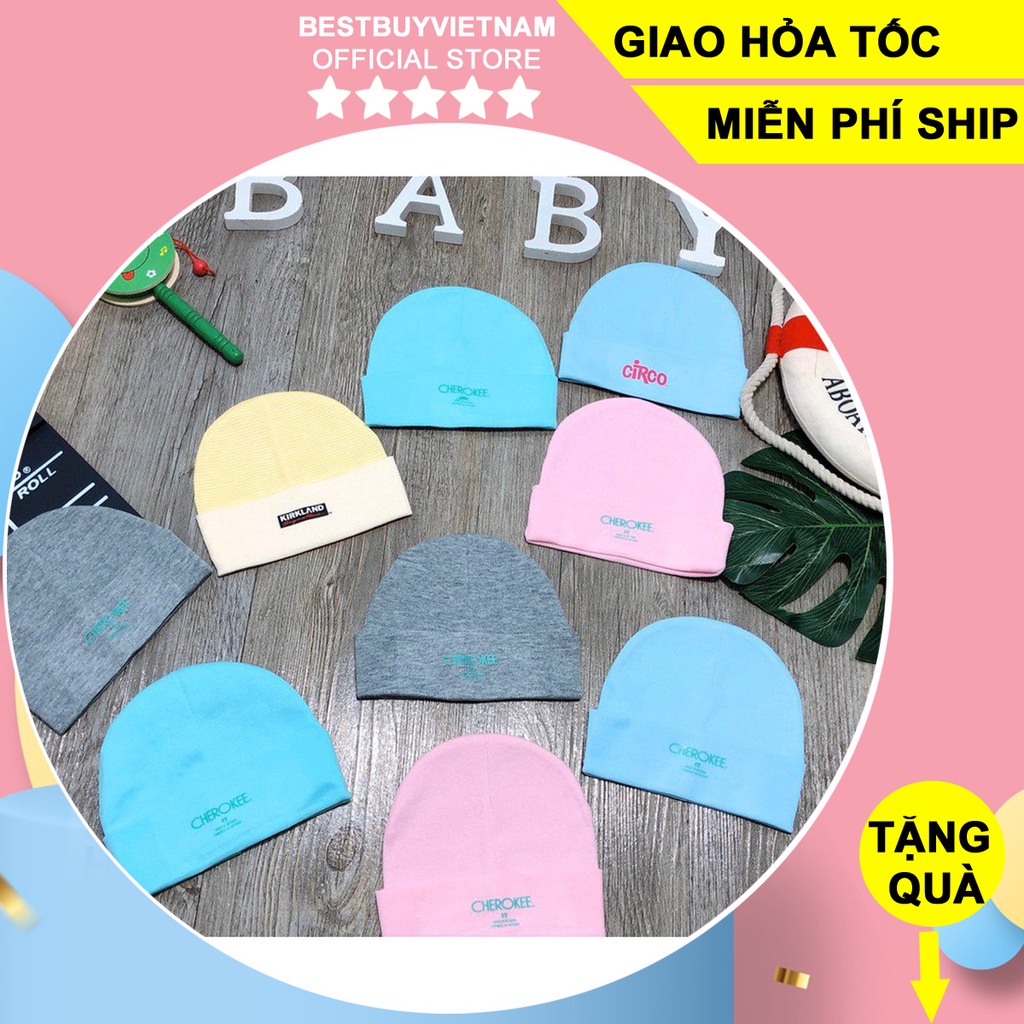Mũ cotton sơ sinh sắc màu cho bé