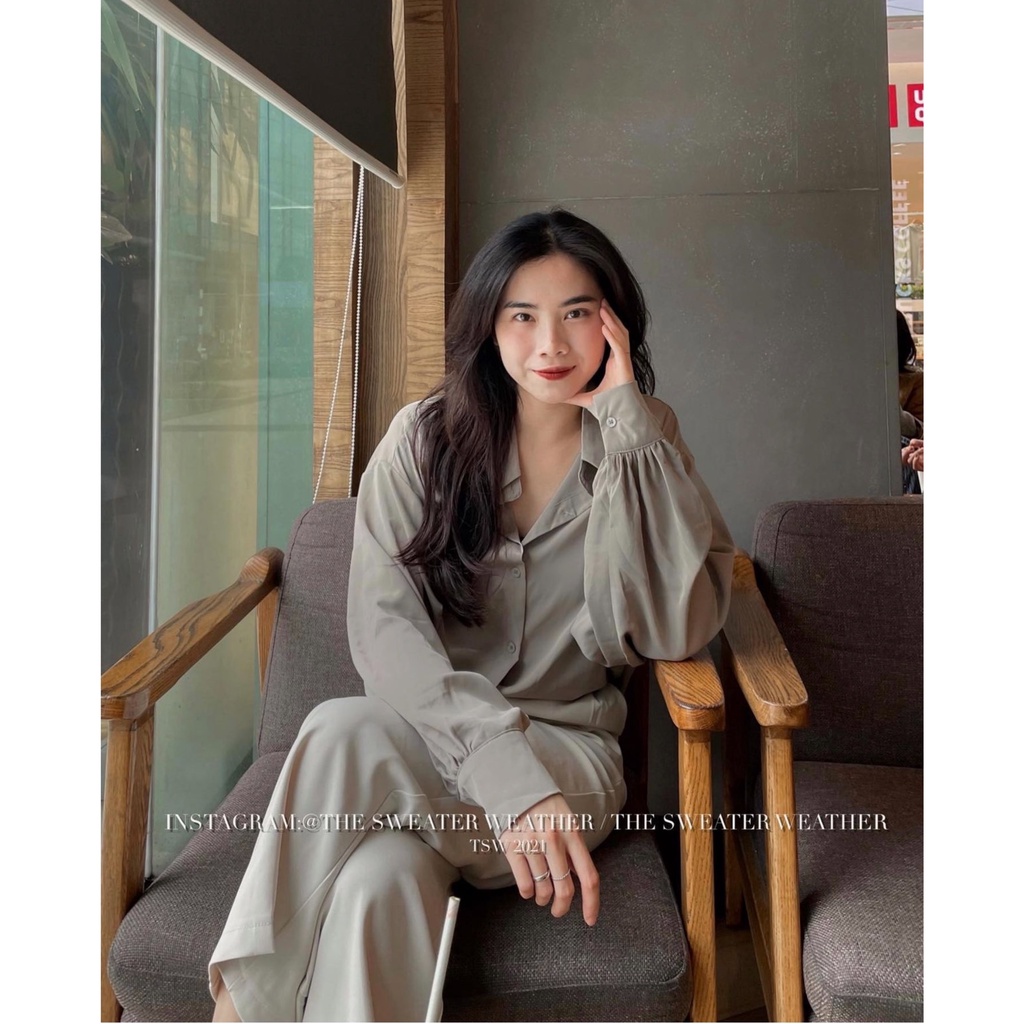 Áo Sơ Mi Nữ trơn trượt tay bồng chất umi hàn form rộng Kiểu dài tay vintage hàn quốc cao cấp trơn kozoda SM69