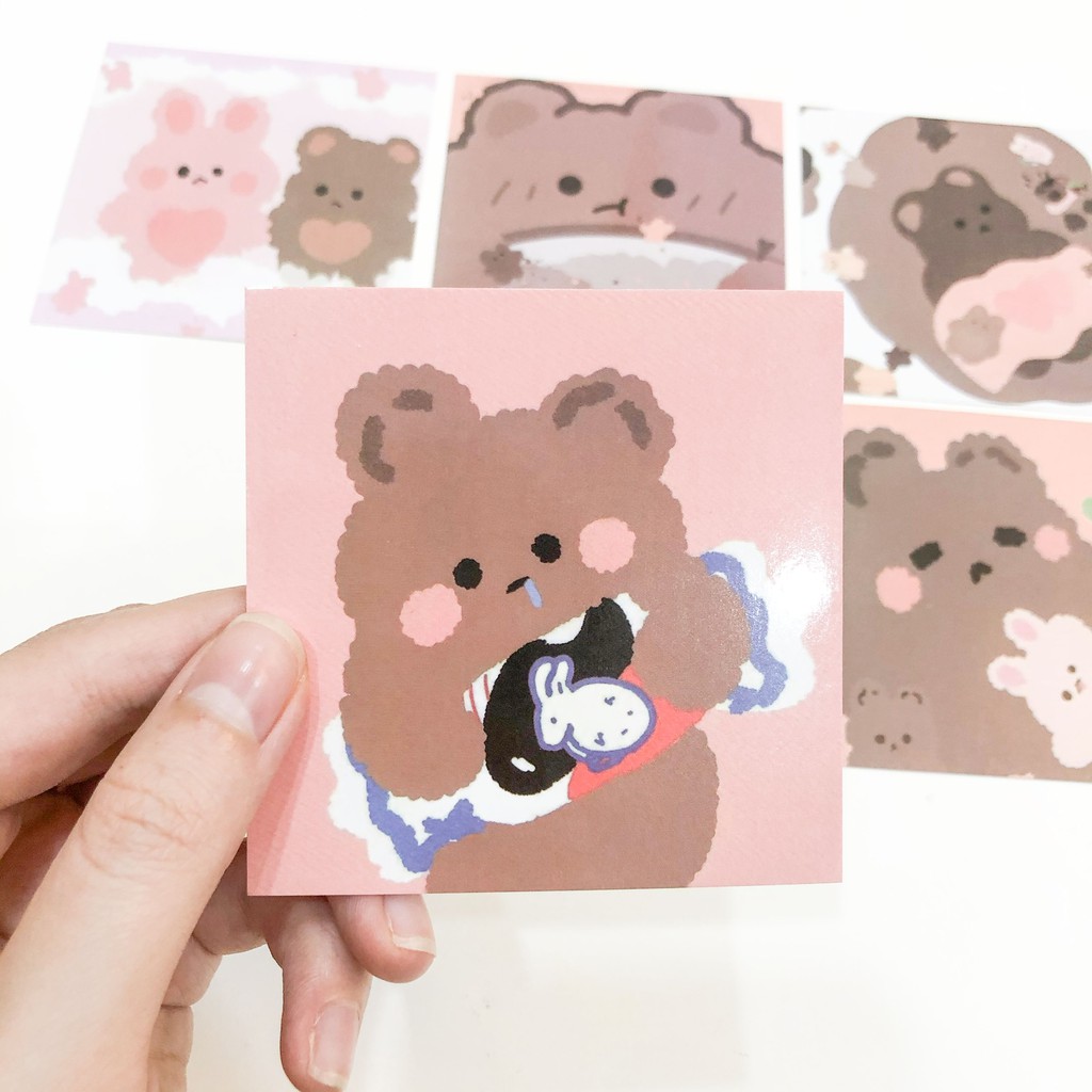 Set Card trang trí Brown Bear
