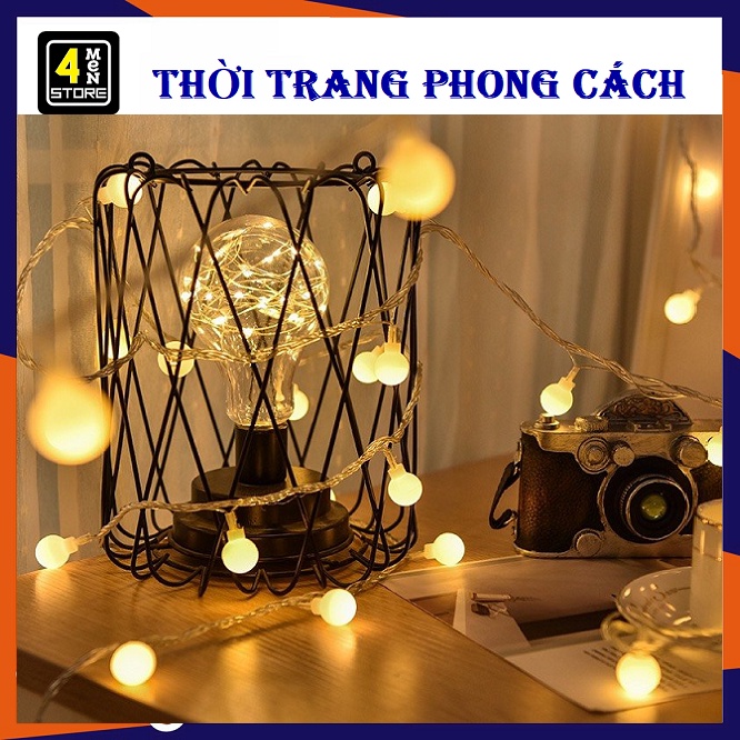 Dây Đèn Led Trang Trí Cherry Ball Dài 4,5m 26 Bóng Tròn Ánh Sáng Vàng Nắng / Đủ Màu Cắm Điện 220V