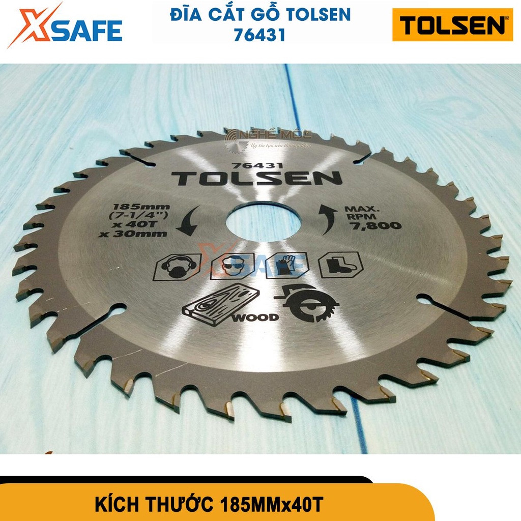 Đĩa cưa gỗ 185mm Tolsen 76431, đĩa cắt size 185mm*40 Răng và 185mm*60, hợp kim thép cao cấp, bền bỉ [CHÍNH HÃNG][XSAFE]