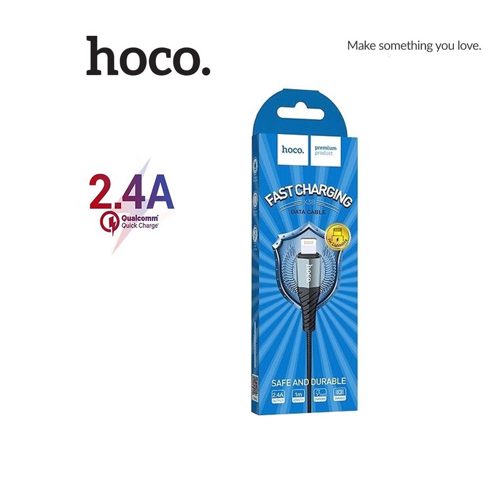 Cáp sạc hoco. X38 sạc nhanh 2.4A dây dù cao cấp chống gãy gập dài 1M