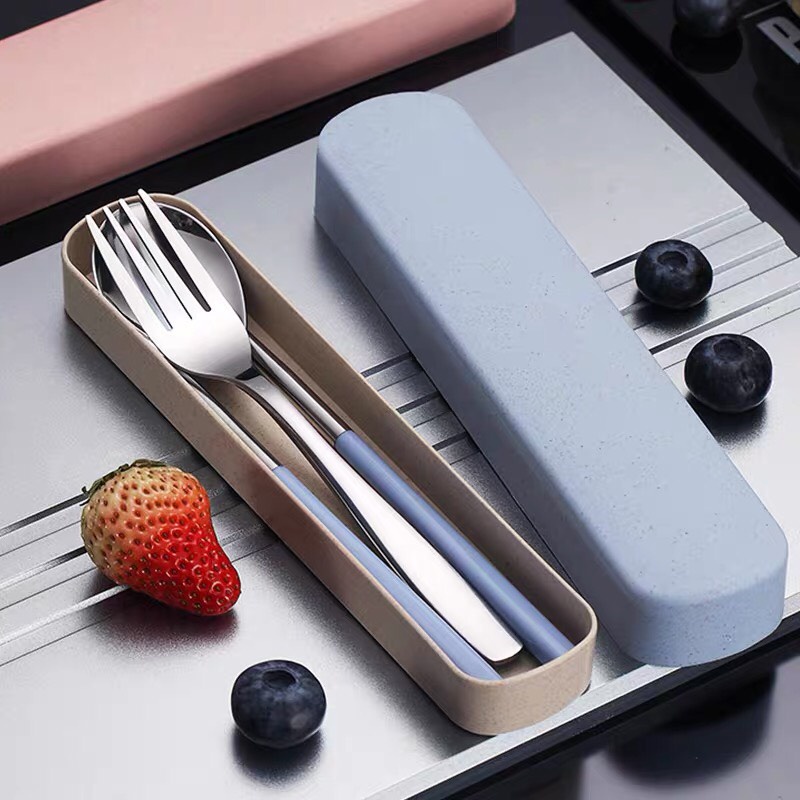 Bộ Thìa Đũa Inox 304 Cao Cấp văn phòng có hộp đựng - Hộp thìa dĩa văn phòng, du lịch tiện dụng