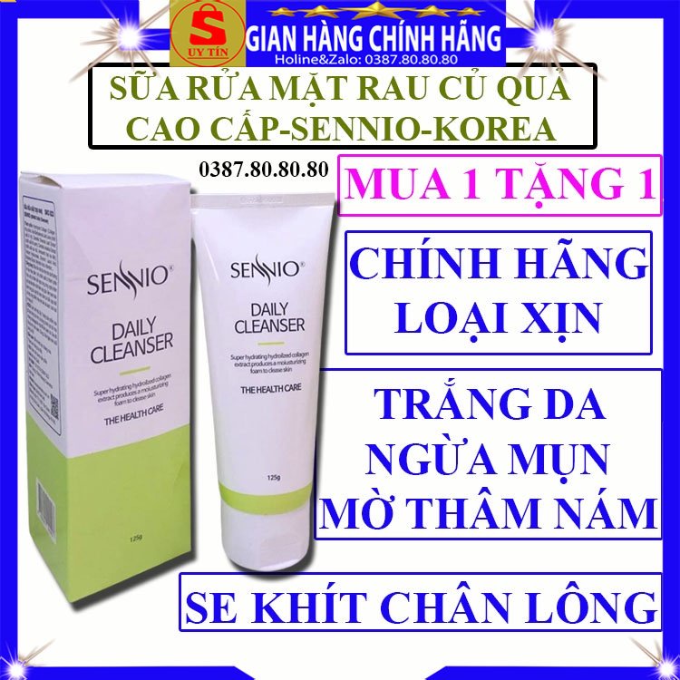 Sữa rửa mặt rau củ quả trắng da ngừa mụn sủi bọt thải độc cho da dầu mụn nhờn khô nhạy cảm chính hãng Sennio hàn quốcSRM