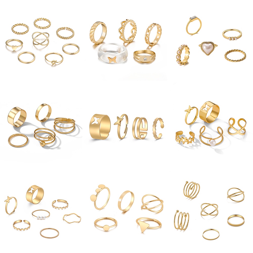 Bộ Nhẫn Dạng Mở Hình Trái Tim/Bướm Đơn Giản Thời Trang Dành Cho Nữ
