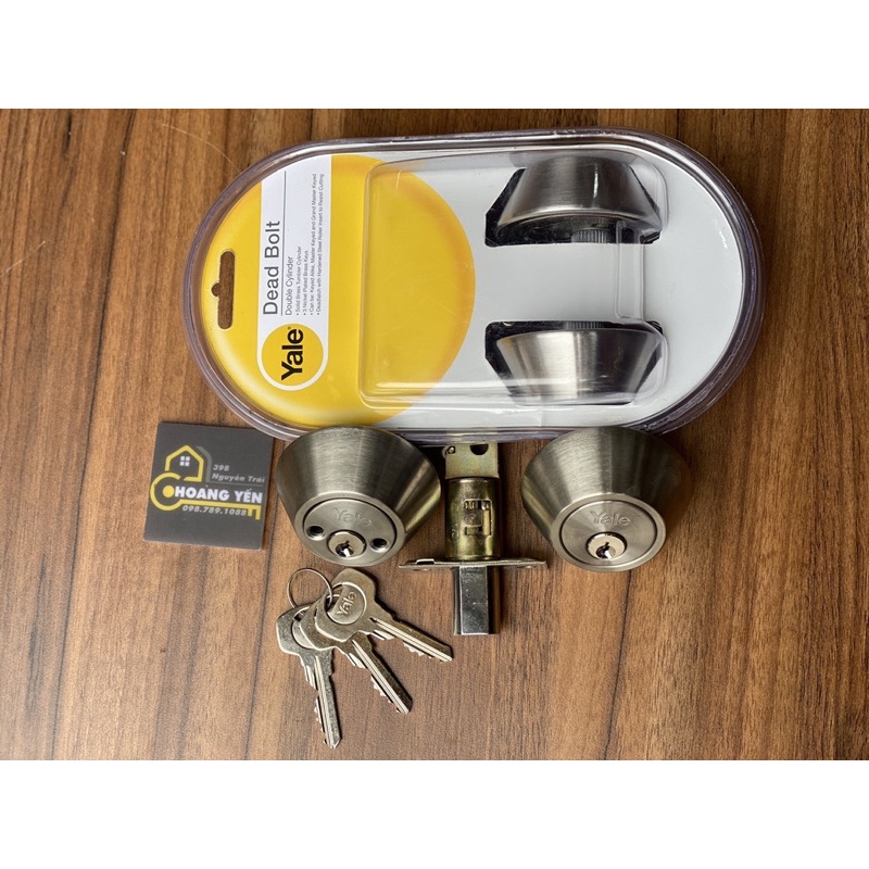 Khoá cóc Yale inox mờ, vàng bóng, một đầu chìa và 2 đầu chìa - Cam kết chính hãng