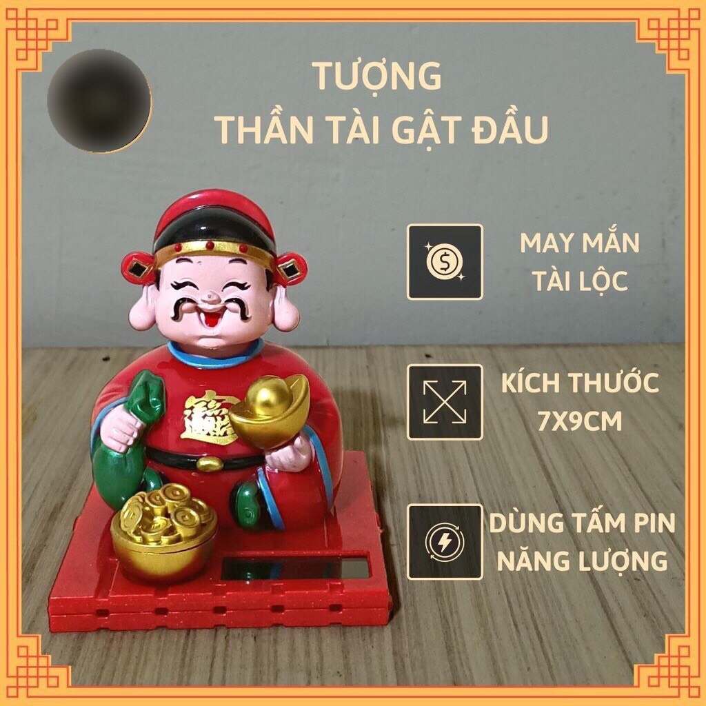 Tượng Thần Tài may mắn năng lượng mặt trời kích thước cao 11cm
