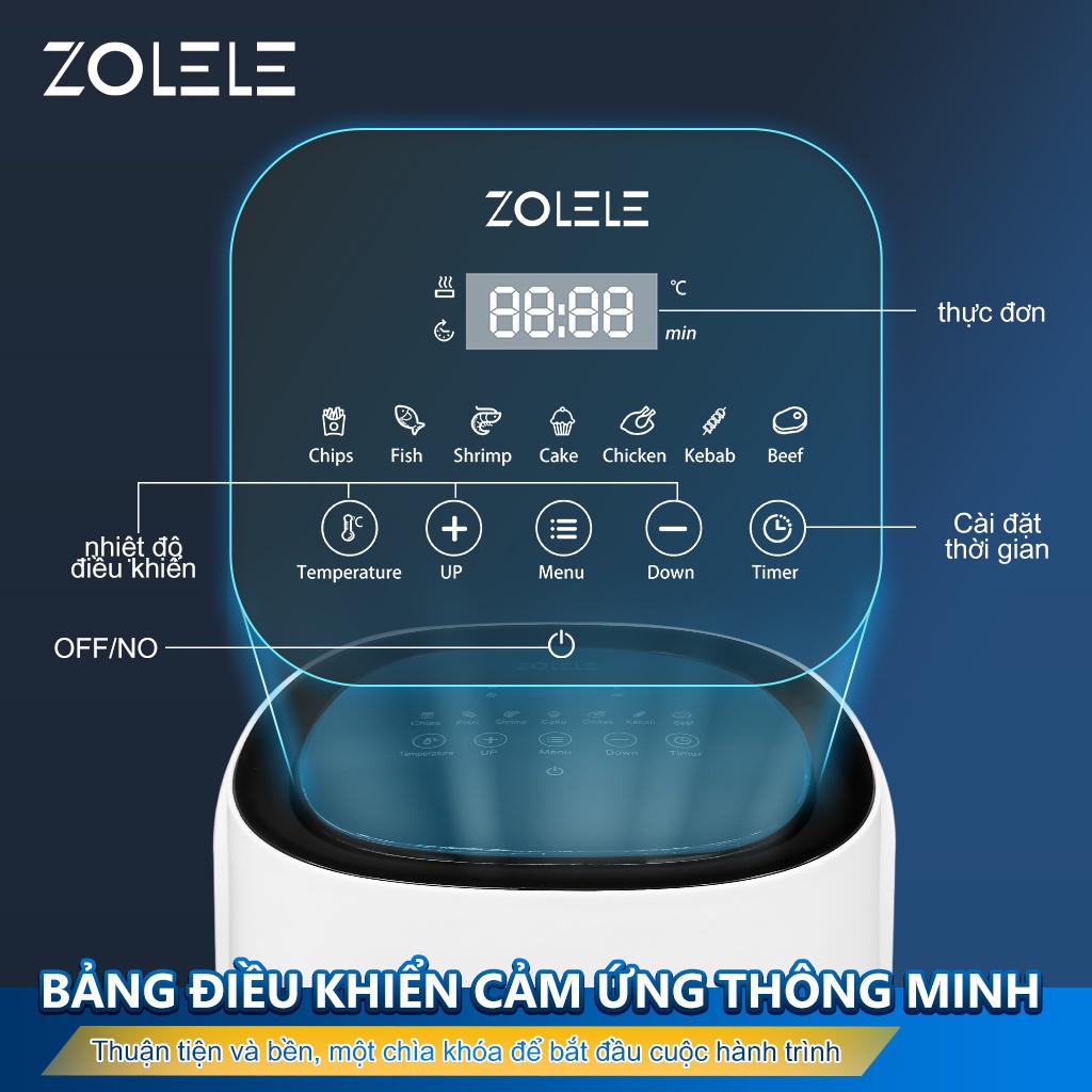 Nồi chiên không dầu ZOLELE ZA001 Dung tích lớn 4.5L Sưởi ấm nhanh chóng