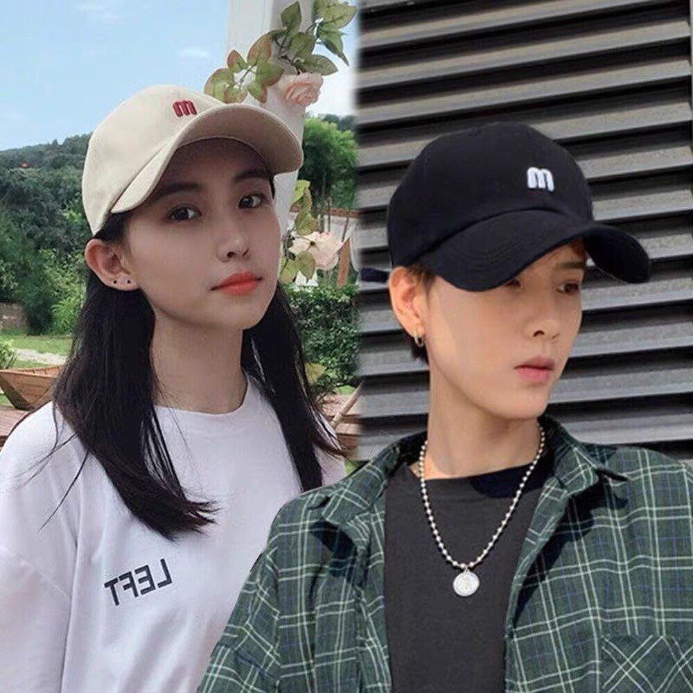 Mũ Lưỡi Trai Nam Nữ, Nón Kết Thêu Chữ M, Phong Cách Hàn Quốc Unisex, Kiểu Dáng Thời Trang Cá Tính SV-27