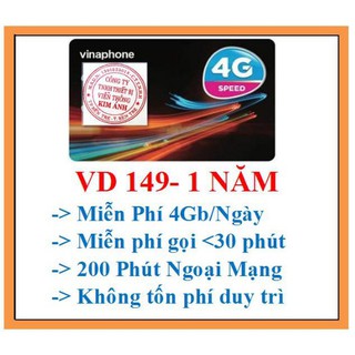 ĐẦU 091-NẠP TIỀN SẴN- Sim 4g Vina gói 4Gb/ngày + 200 phút gọi ngoại mạng + Gọi nội mạng free - SIM VINAPHONE GÓI VD149