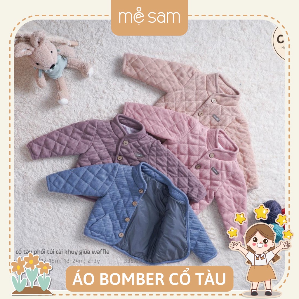 ÁO BOMBER CỔ TÀU PHỐI TÚI CÀI KHUY GIỮA WAFFLE COOKIE