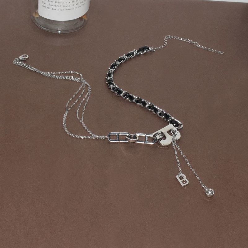 Vòng Cổ Dây Xích Bện Bằng Kim Loại Mặt Chữ B Phong Cách Âu Mỹ Cá Tính