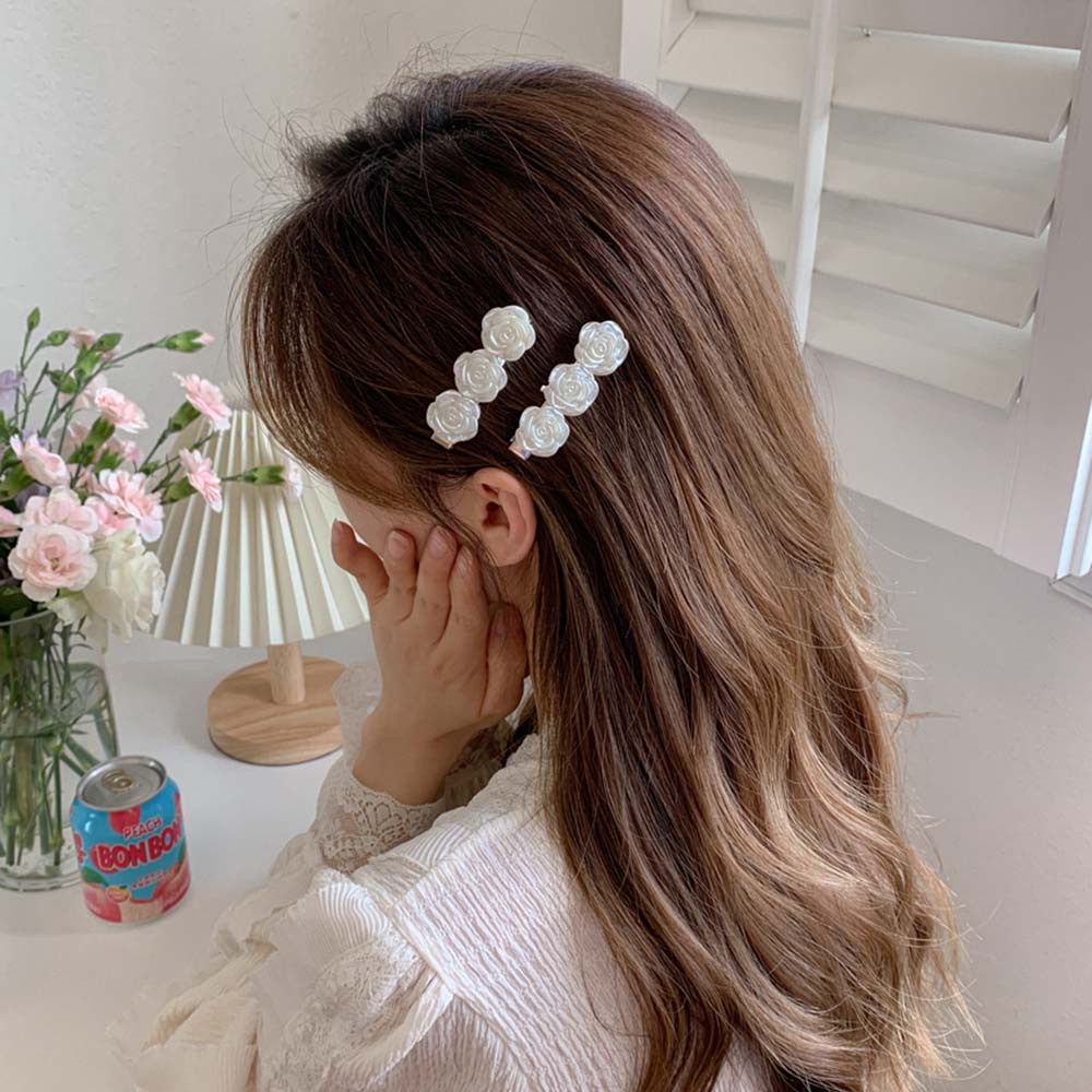 Kẹp tóc hình hoa hồng bằng acrylic phong cách Hàn Quốc thời trang cho nữ