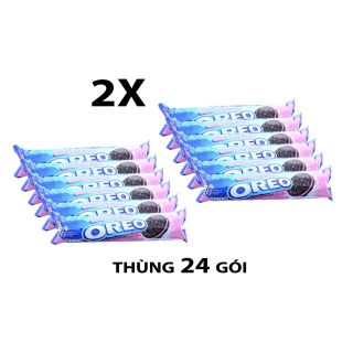 Thùng 24 thỏi bánh quy kem Dâu Oreo 137gr