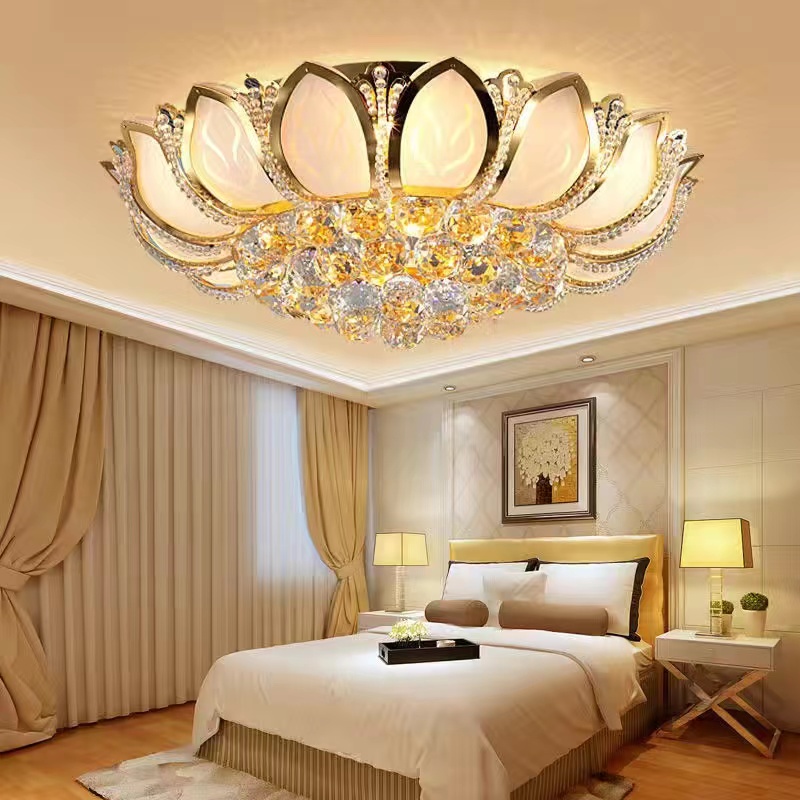 Đèn ốp trần Lotus với 3 chế độ chiếu sáng Đèn trang trí pha lê sáng bóng Bảo hành 12 tháng - DH001