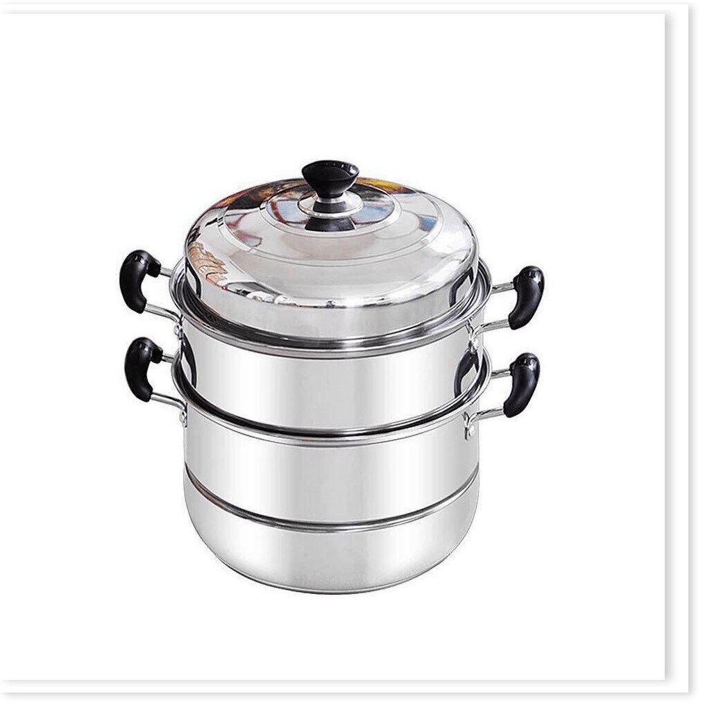 Nồi hấp inox đa năng 2 tầng 3 đáy cao cấp, Nồi hấp 3 tầng đường kính 28cm