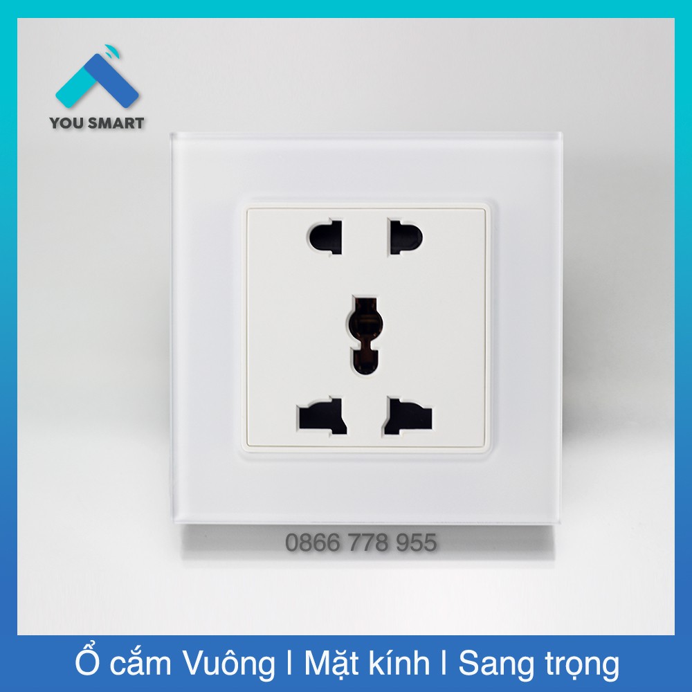 Ổ cắm Vuông mặt kính cường lực