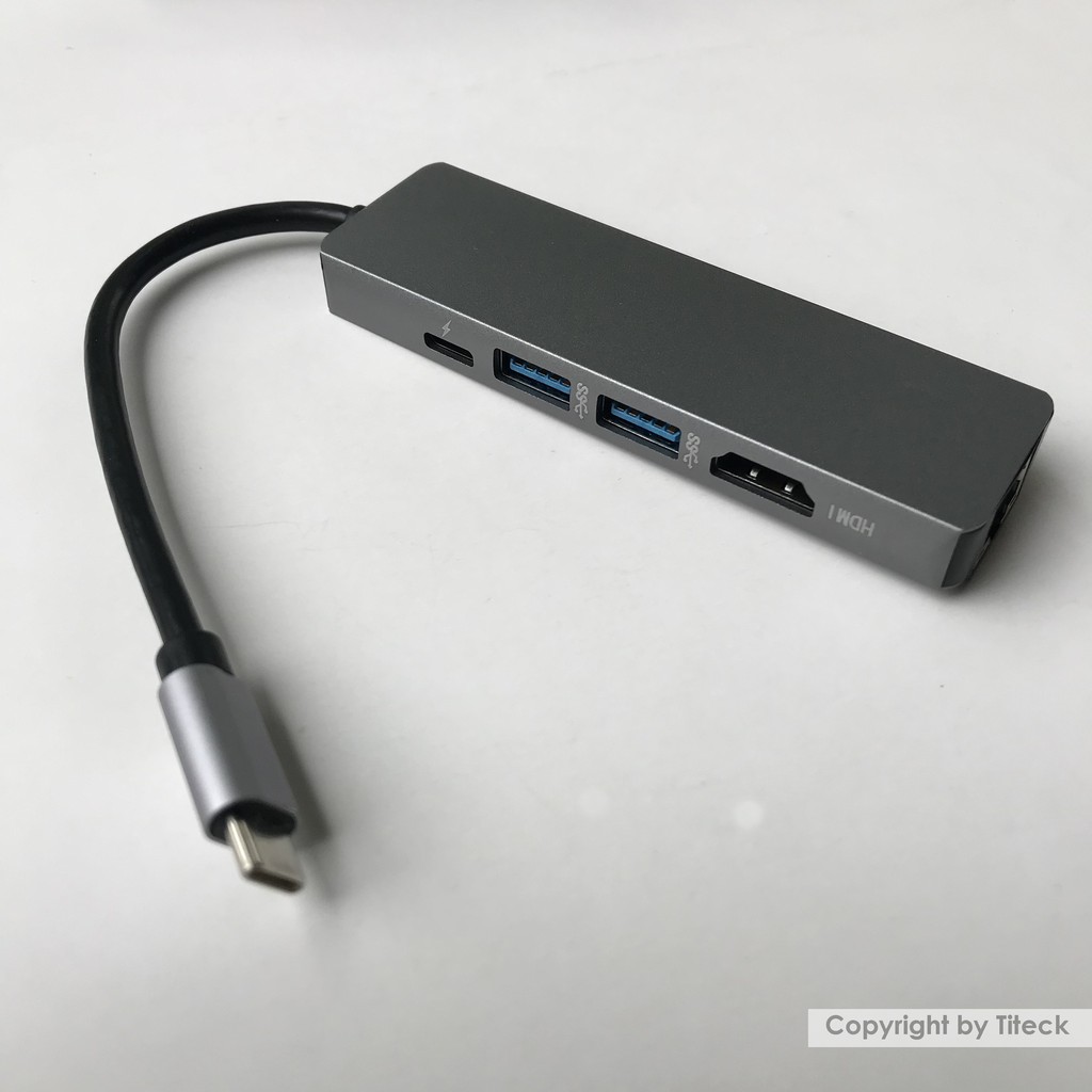 Cáp chuyển đổi Type c to HDMI, LAN, USB 3.0, USB C 5in1 vỏ nhôm cao cấp